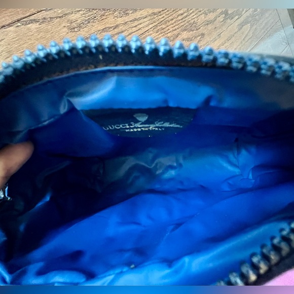 Authentic GUCCI GG Canvas Sherry Line Clutch Bag Gray Red Navy 010 378 - Picture 6 of 13